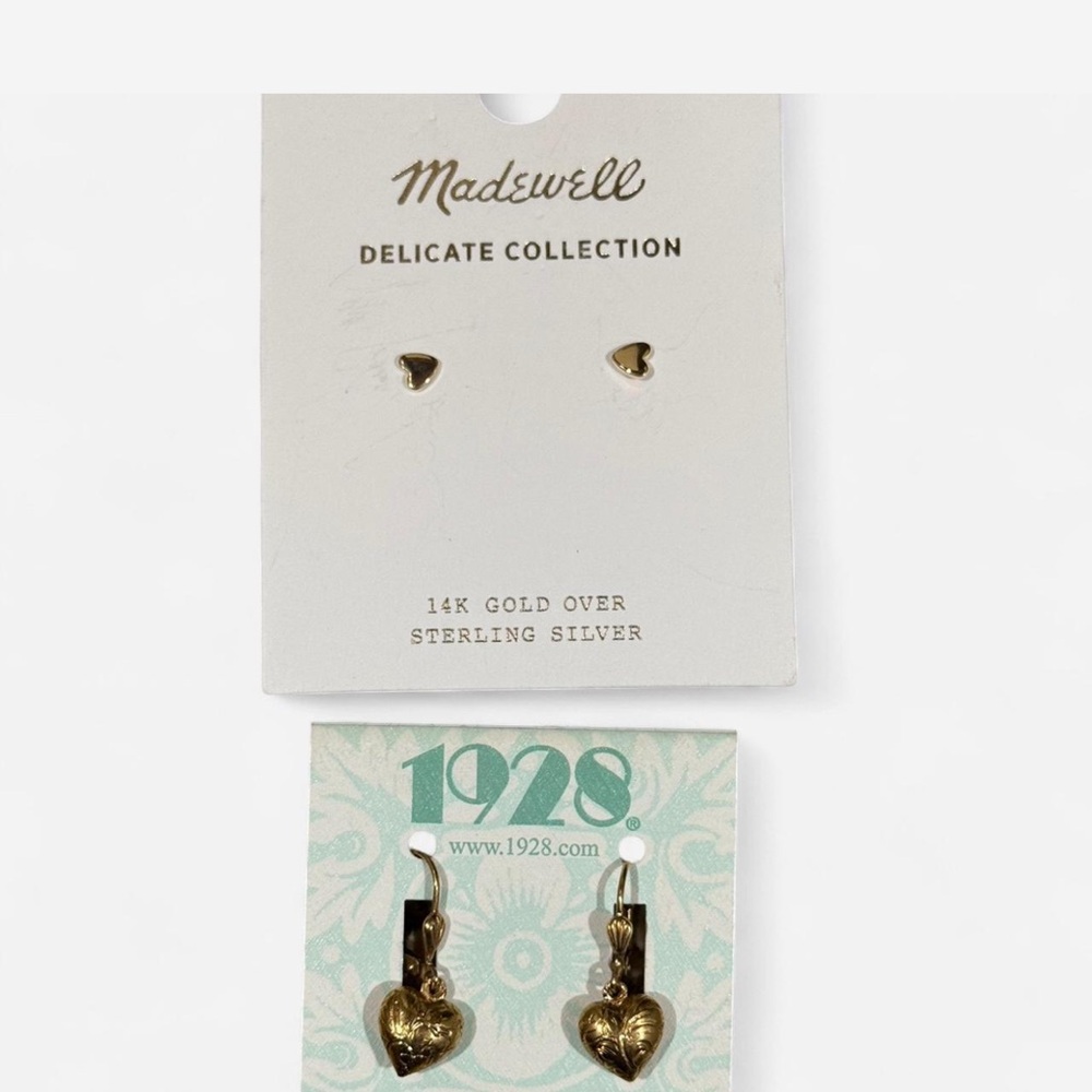 1928 Gold Heart‎ Earrings + Madewell earrings bundle